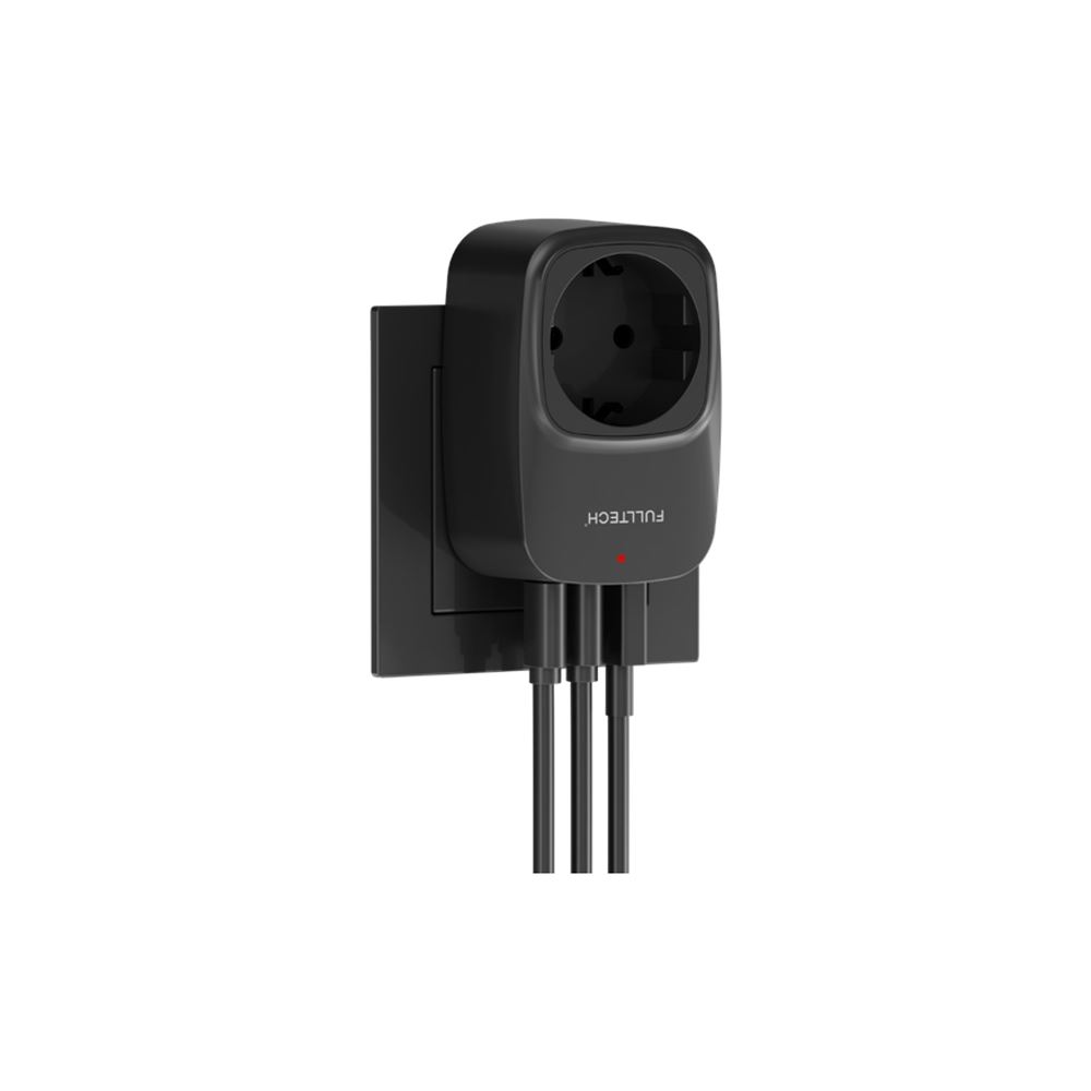 Fulltech FTR-24 Çoklu Duvar Prizi 16A 3680W Siyah | 2x USB-C + 1x USB-
