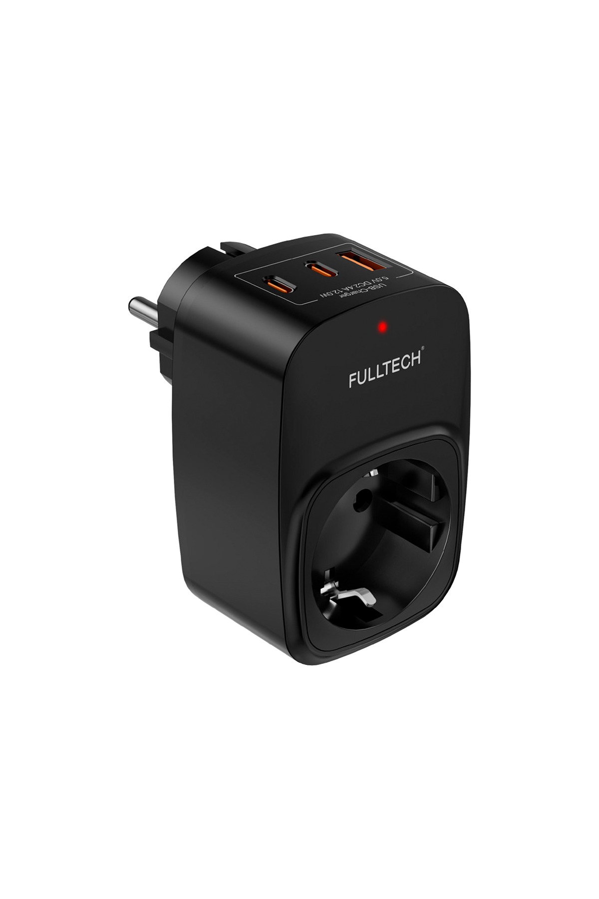 Fulltech FTR-24 Çoklu Duvar Prizi 16A 3680W Siyah | 2x USB-C + 1x USB-A Şarjlı Priz | Akım Korumalı (Surge Protection) Akıllı Priz