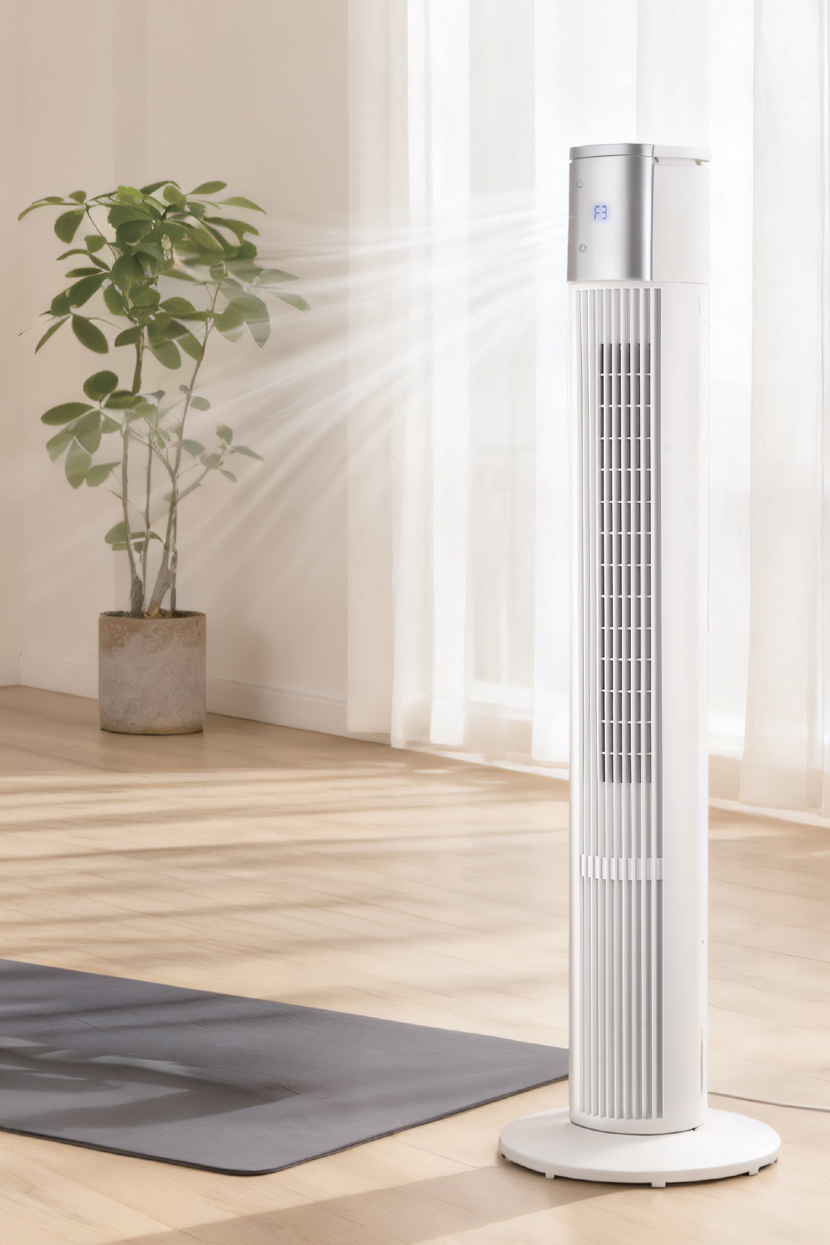 7GO 7GTF2 41 İnç Kule Tipi Vantilatör Beyaz | 45W Turbo Force, Uzaktan Kumandalı, Sessiz, Zaman Ayarlı Tower Fan