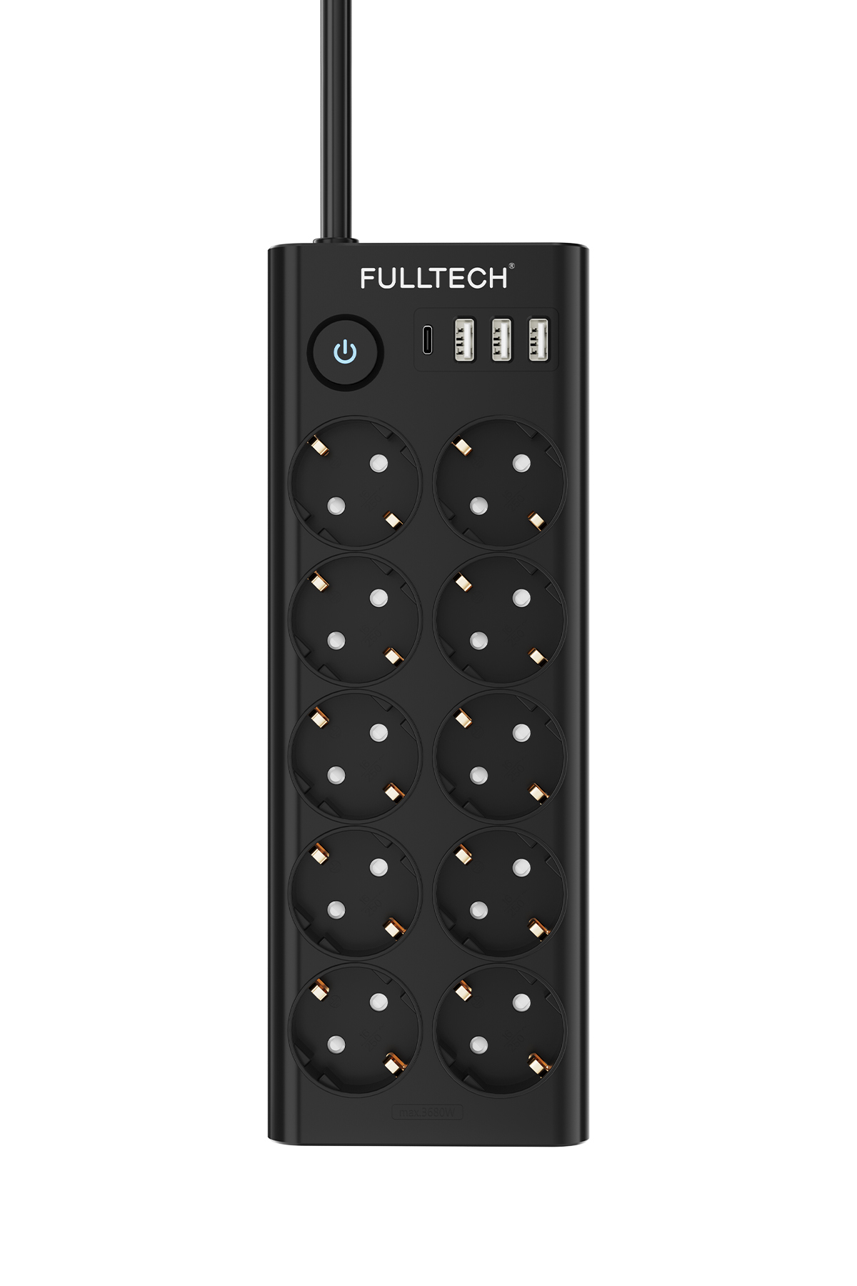 Fulltech FTR-14 Çoklu Priz 10’lu + 3 USB + 1 Type-C 3680W 16A Anahtarlı Akım Korumalı Uzatma Prizi (2 Metre Kablo)