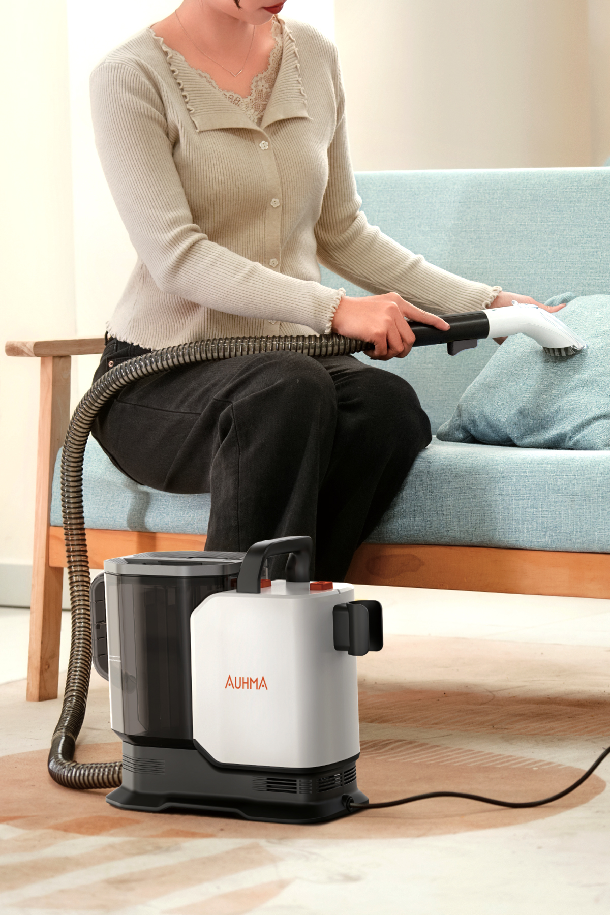 Auhma ASPT-04 AquaClean Pro 600 Halı & Koltuk Yıkama Makinesi 600W 15kPa Islak Kuru Spot Cleaner (Çift Tank, IPX4, Düşük Ses)