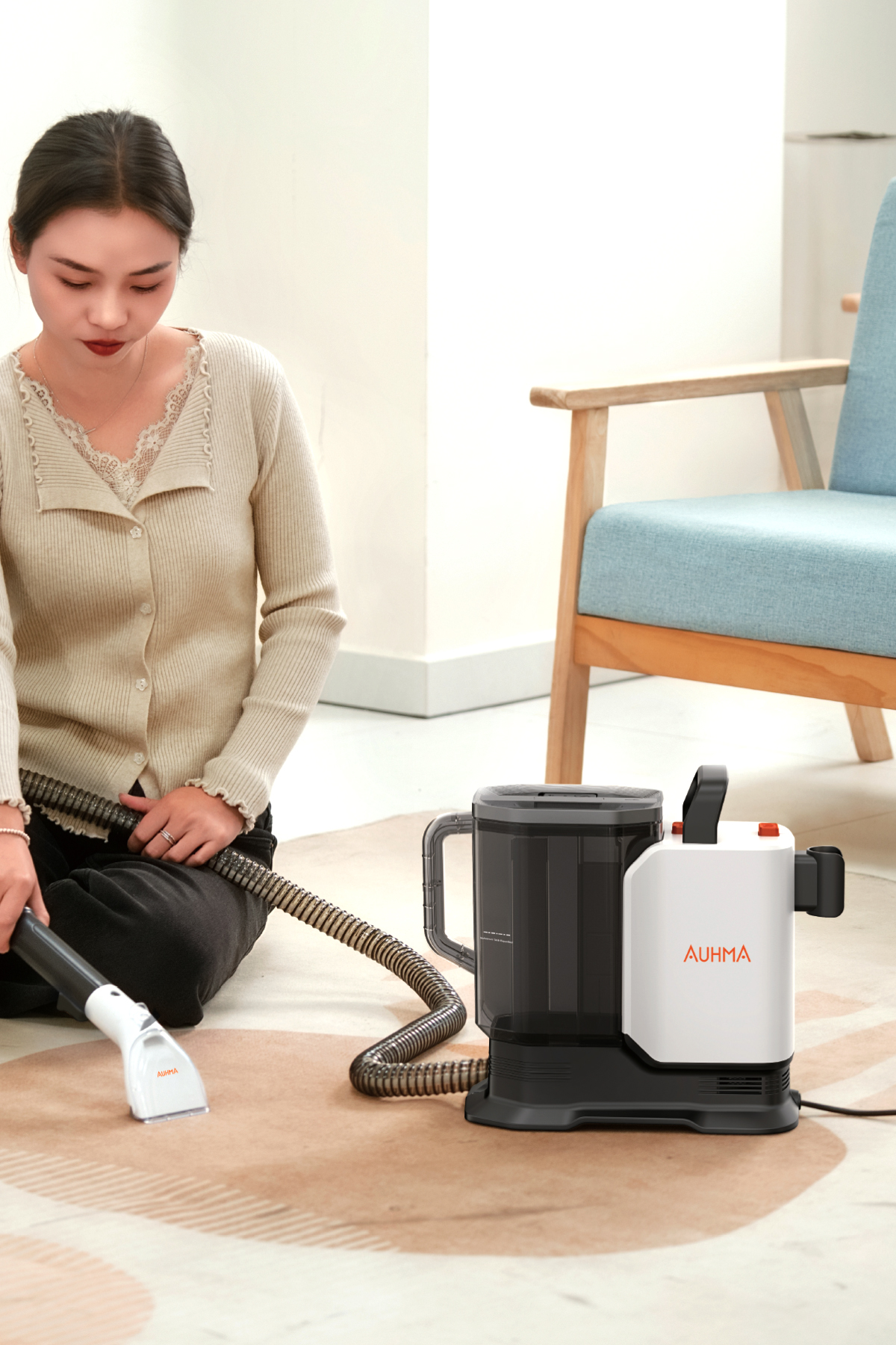Auhma ASPT-04 AquaClean Pro 600 Halı & Koltuk Yıkama Makinesi 600W 15kPa Islak Kuru Spot Cleaner (Çift Tank, IPX4, Düşük Ses)