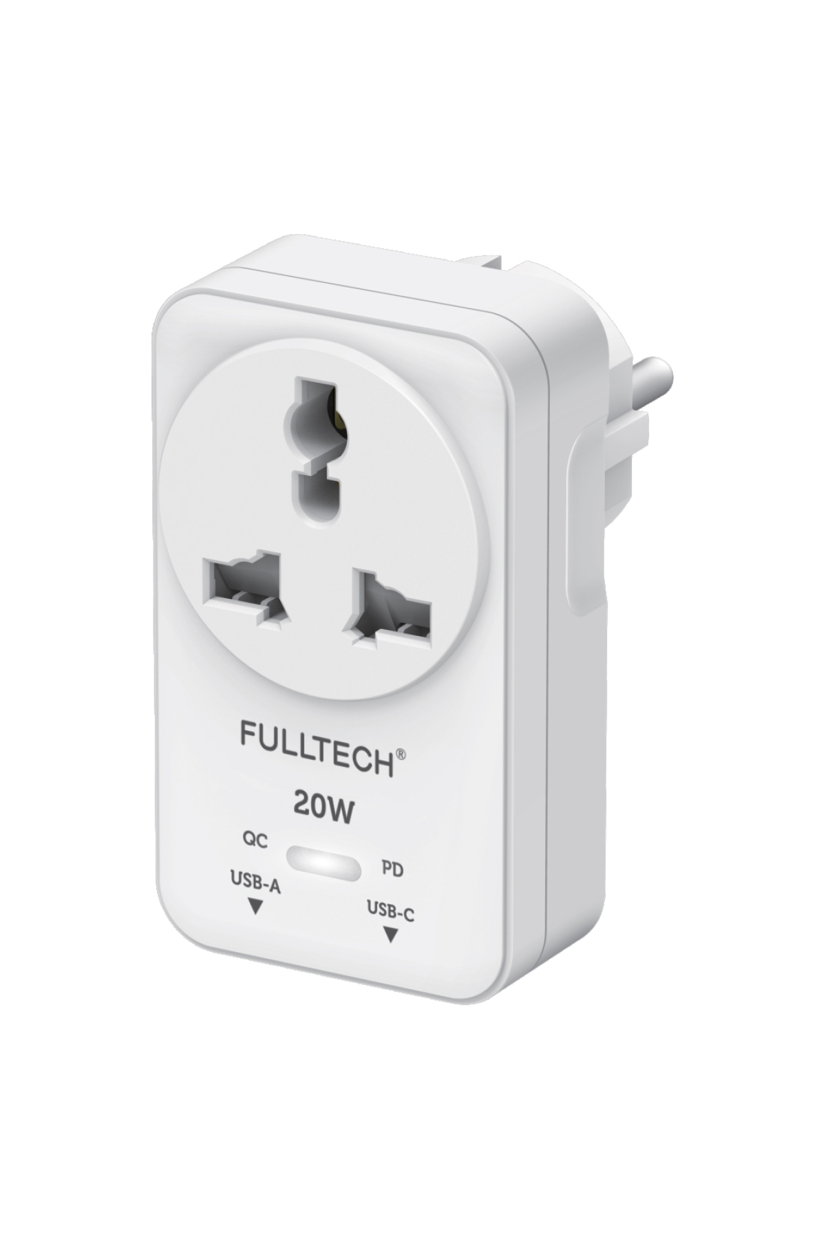 Fulltech FTR-27 20W PD Hızlı Şarjlı Akım Korumalı Kompakt Priz Beyaz | USB-C & USB-A Çıkışlı 2500W Güçlü Duvar Prizi