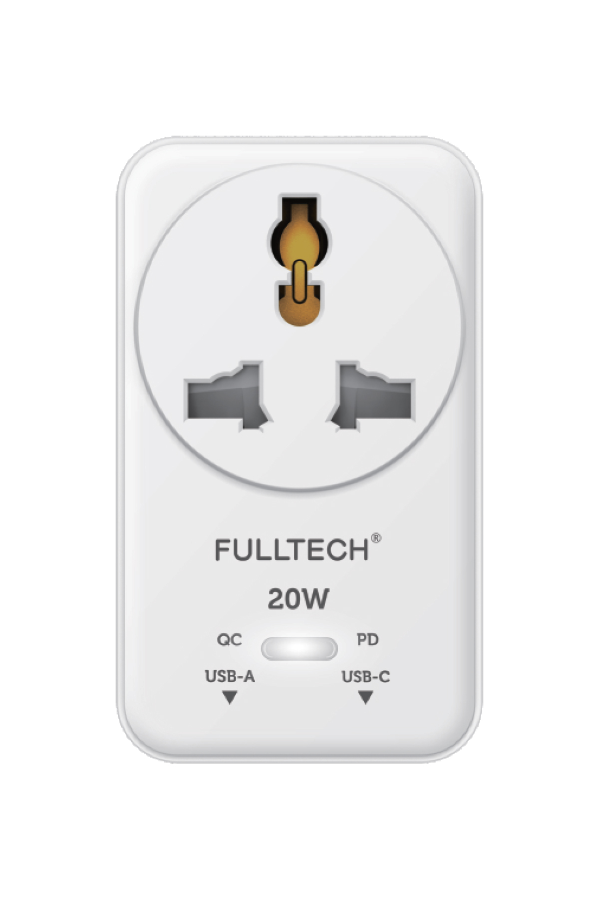 Fulltech FTR-27 20W PD Hızlı Şarjlı Akım Korumalı Kompakt Priz Beyaz | USB-C & USB-A Çıkışlı 2500W Güçlü Duvar Prizi