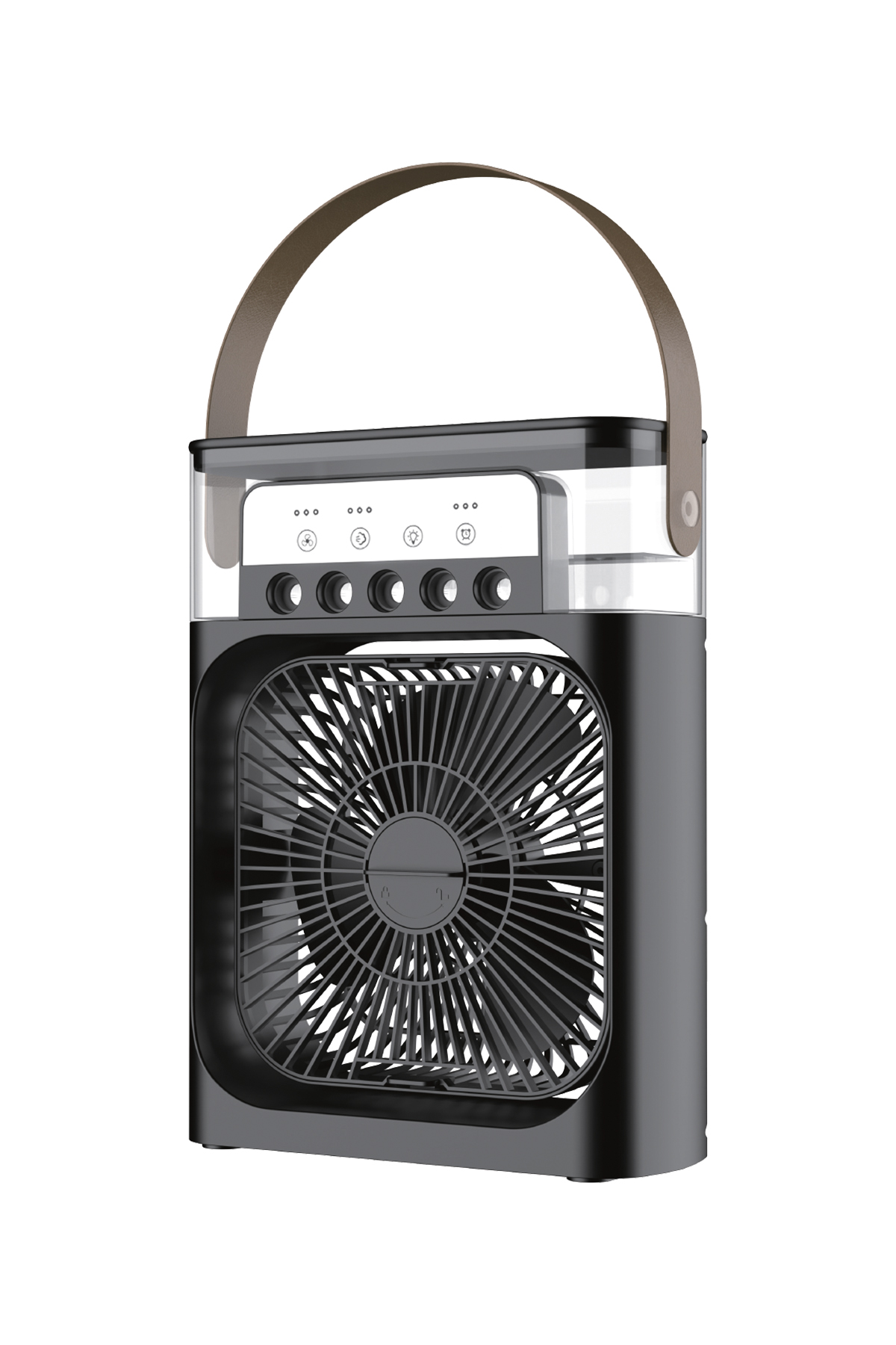 Blic BWFN10 5 Başlıklı Buharlı Klima Fanı 600ML Su Hazneli Siyah | USB-C Şarjlı Masaüstü Air Cooler Fan 10W 3 Kademeli 7 Renk LED