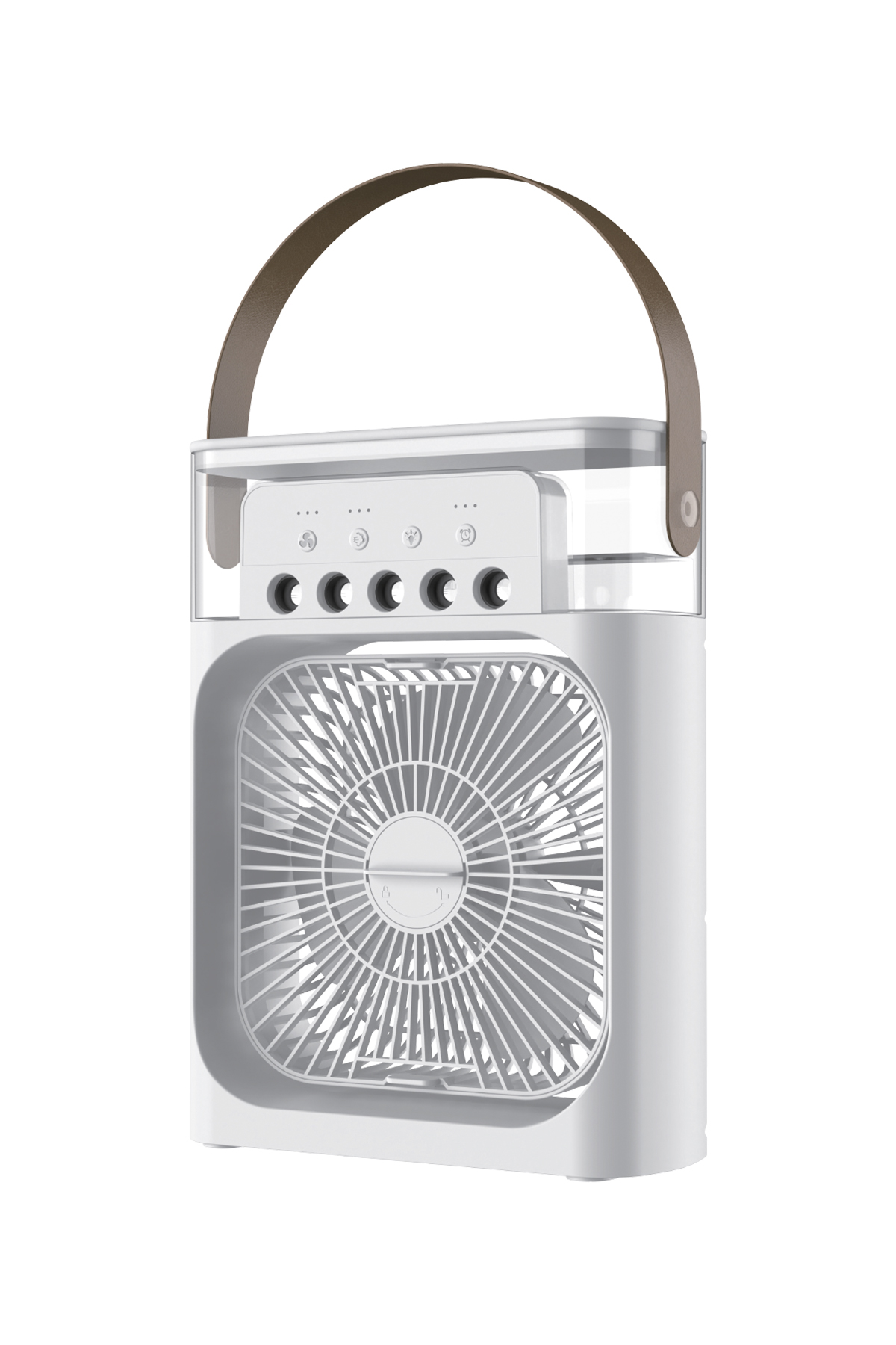 Blic BWFN10 5 Başlıklı Buharlı Klima Fanı 600ML Su Hazneli Beyaz | USB-C Şarjlı Masaüstü Air Cooler Fan 10W 3 Kademeli 7 Renk LED