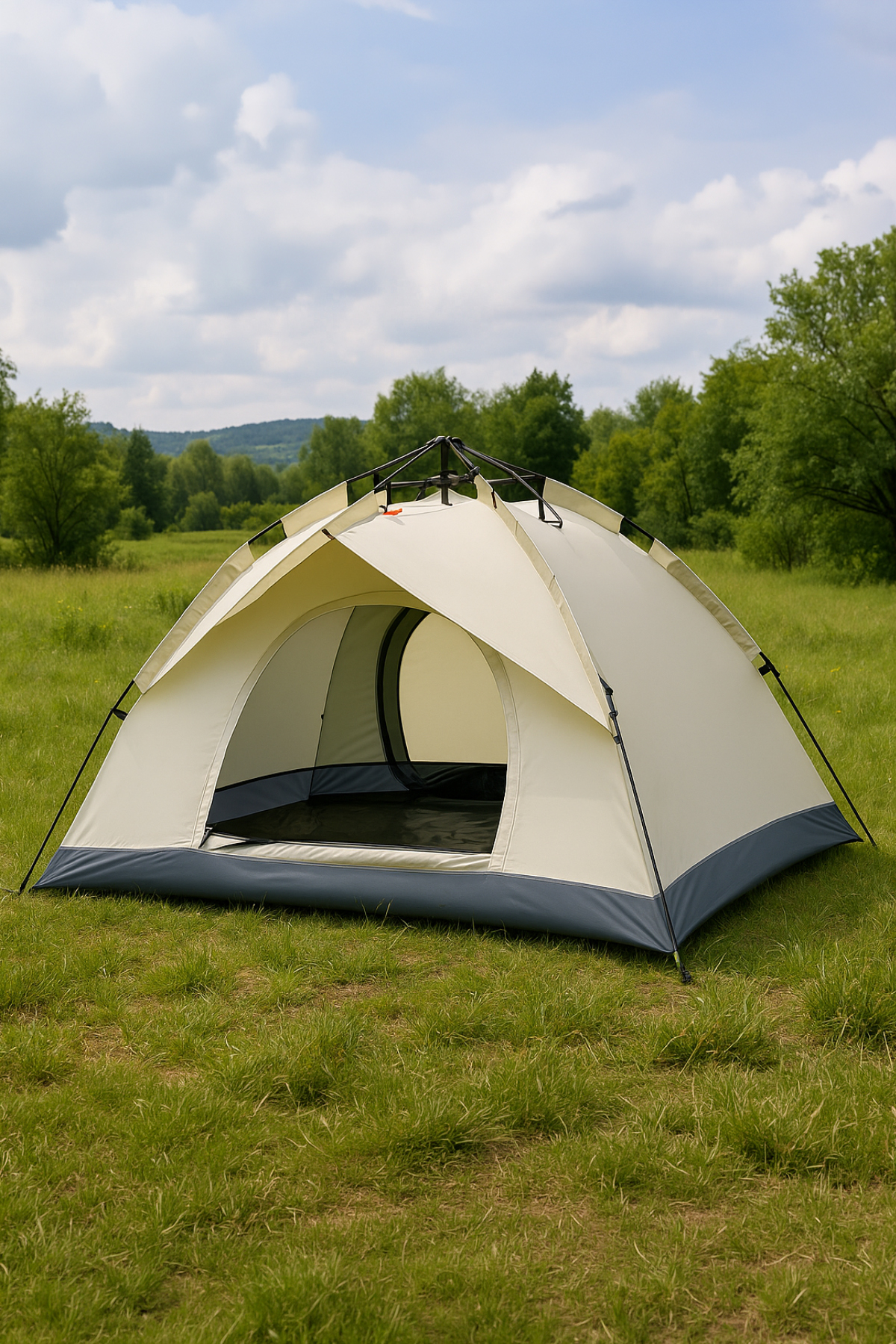 Auhma Outdoor AC6634 Otomatik Kamp Çadırı Krem 200x150x120 cm Çift Katmanlı Su Geçirmez 3 Saniyede Kurulum Kamp Çadırı