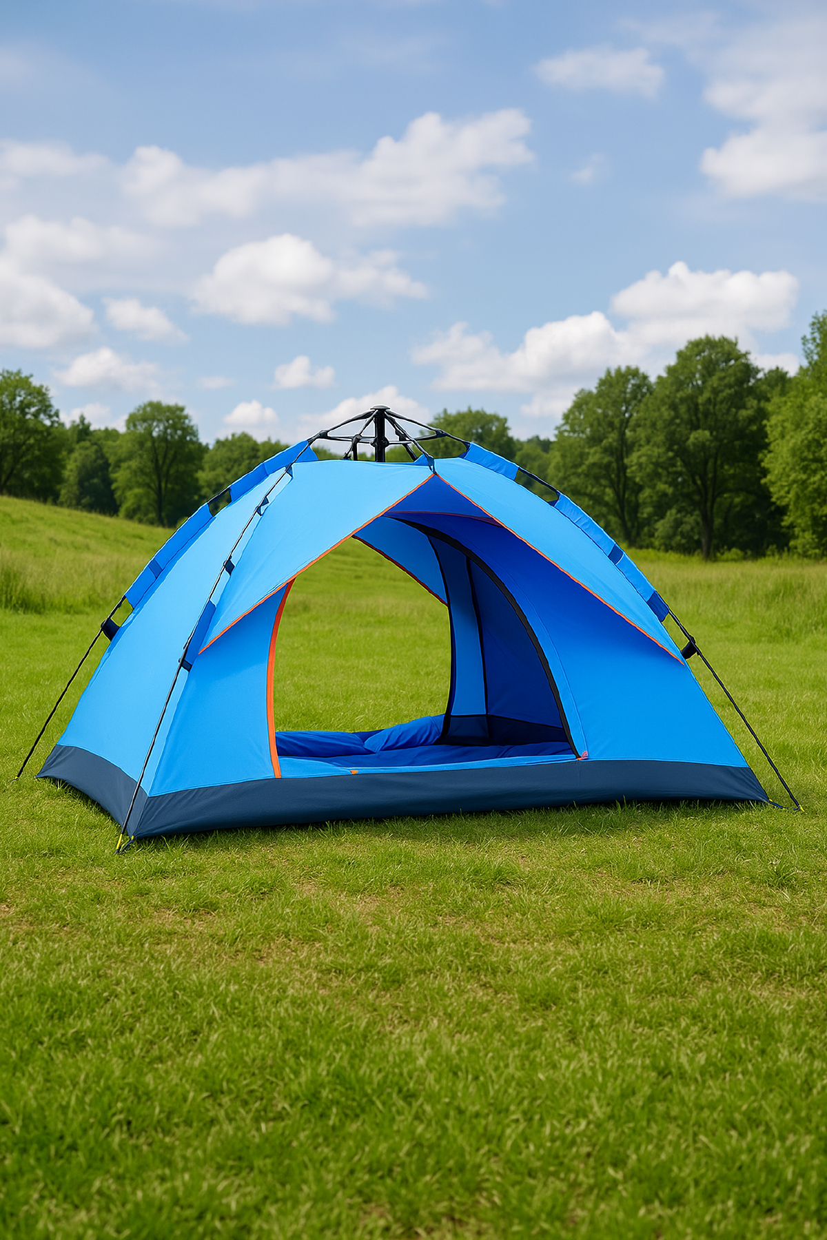 Auhma Outdoor AC6634 Otomatik Kamp Çadırı Mavi 200x150x120 cm Çift Katmanlı Su Geçirmez 3 Saniyede Kurulum Kamp Çadırı