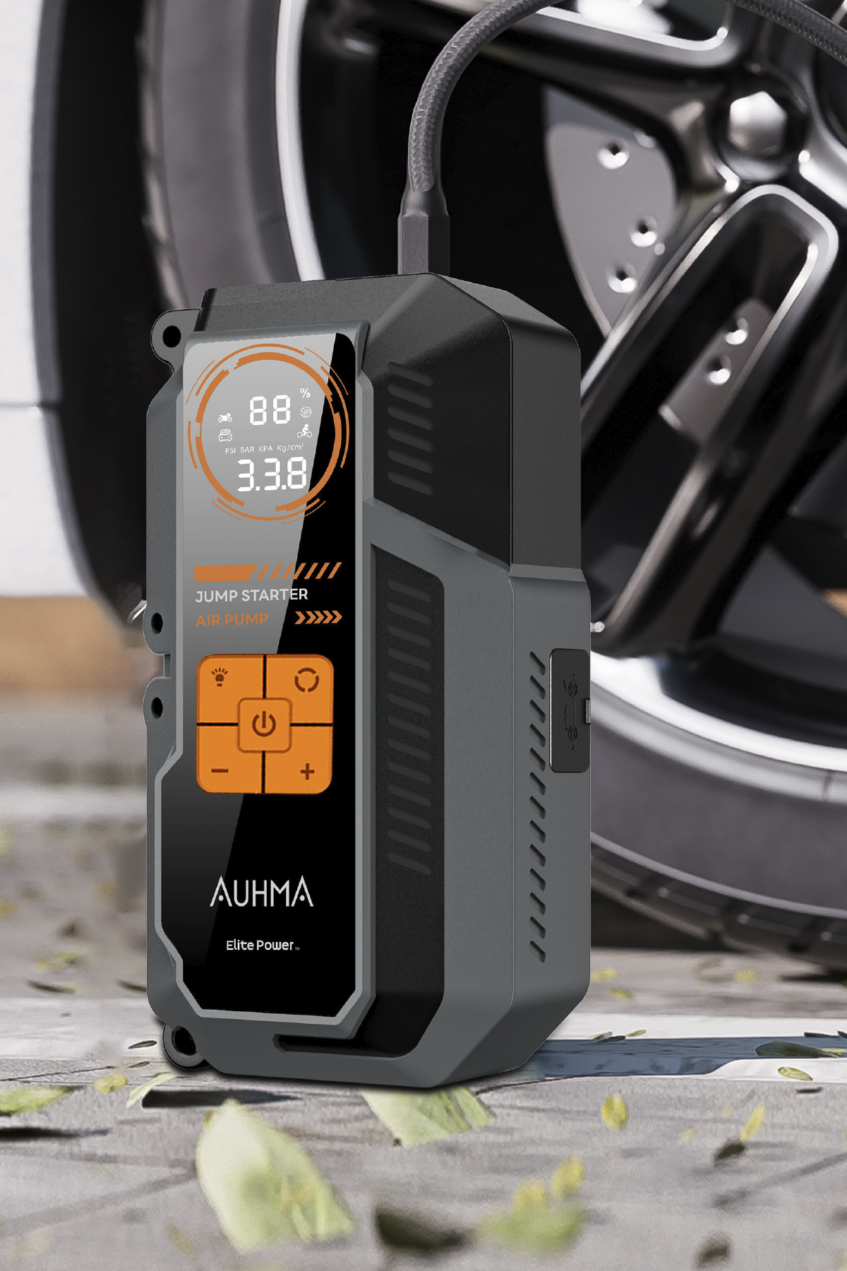 Auhma A9944 Araç Takviye Cihazı & Hava Kompresörü 12000mAh Powerbankli 150 PSI Akıllı Akü Booster Taşınabilir Lastik Şişirme Pompası
