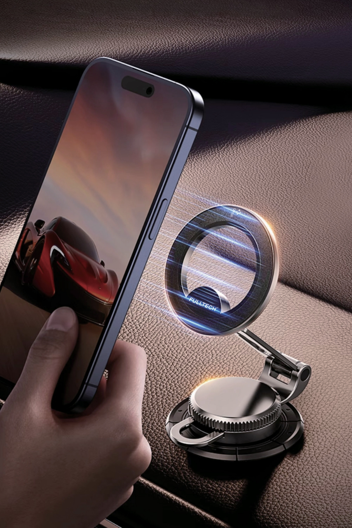 FULLTECH FHD25 MagSafe Manyetik Araç İçi Telefon Tutucu 360° Döner Dashboard & Cam Uyumlu Katlanabilir Telefon Standı