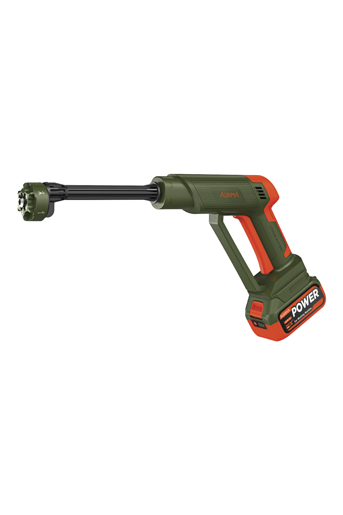 AUHMA ACR-10 Şarjlı Araç Yıkama Makinesi Yeşil 203 PSI 170W Basınçlı Oto Yıkama Seti | 3820 Fırçasız Motor, Çantalı, 2 Bataryalı, Köpük Hazneli, 5 Metre Hortumlu