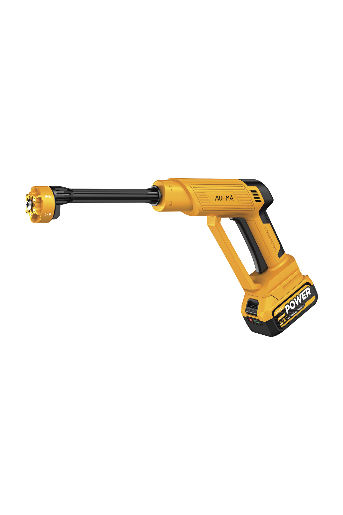 AUHMA ACR-10 Şarjlı Araç Yıkama Makinesi Sarı 203 PSI 170W Basınçlı Oto Yıkama Seti | 3820 Fırçasız Motor, Çantalı, 2 Bataryalı, Köpük Hazneli, 5 Metre Hortumlu
