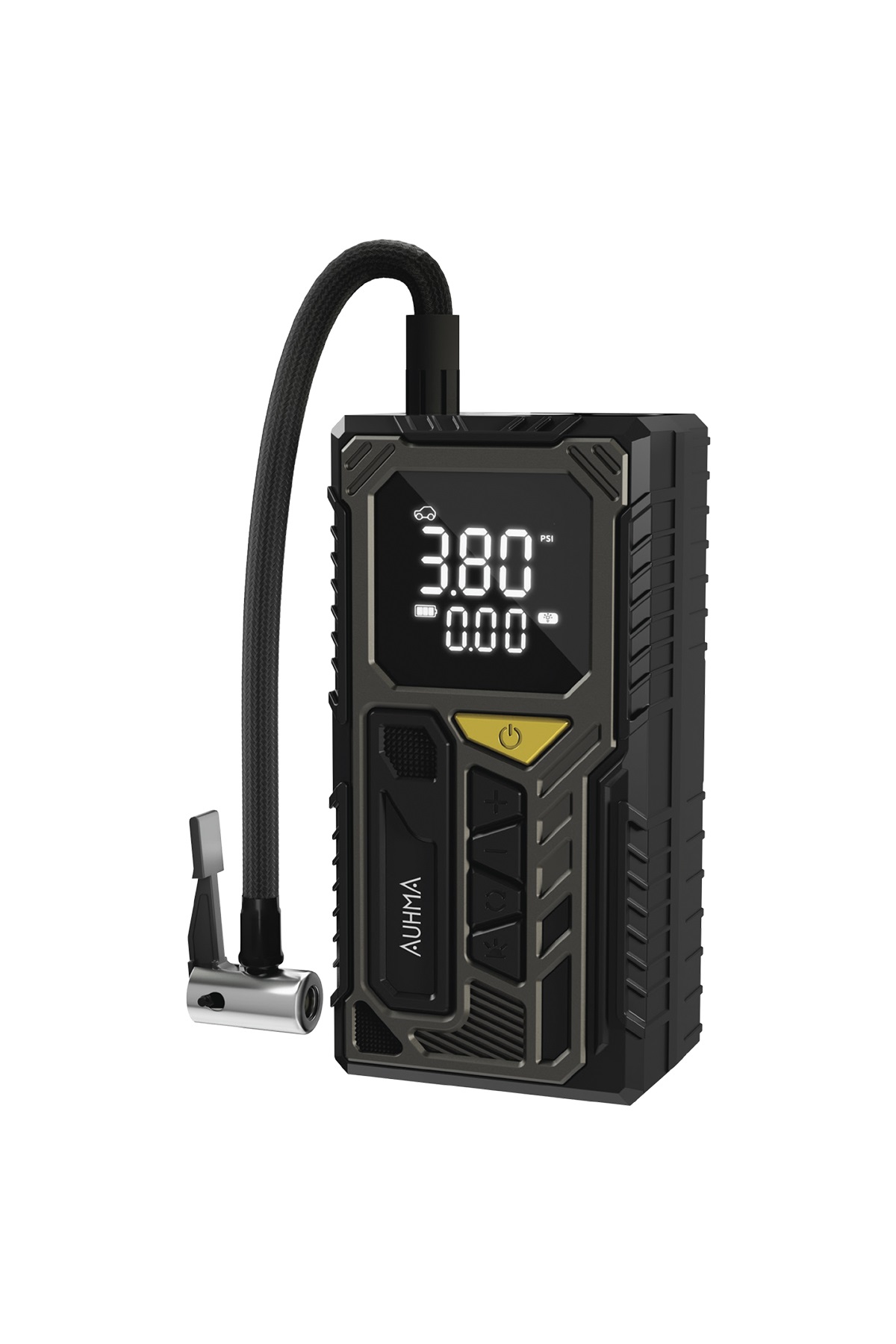 AUHMA A7777 Taşınabilir Araç Lastik Hava Pompası 4000mAh 150 PSI Dijital Ekranlı Kompresör | Type-C Şarj | LED Fener | Powerbank Özellikli Akıllı Hava Basınç Pompası