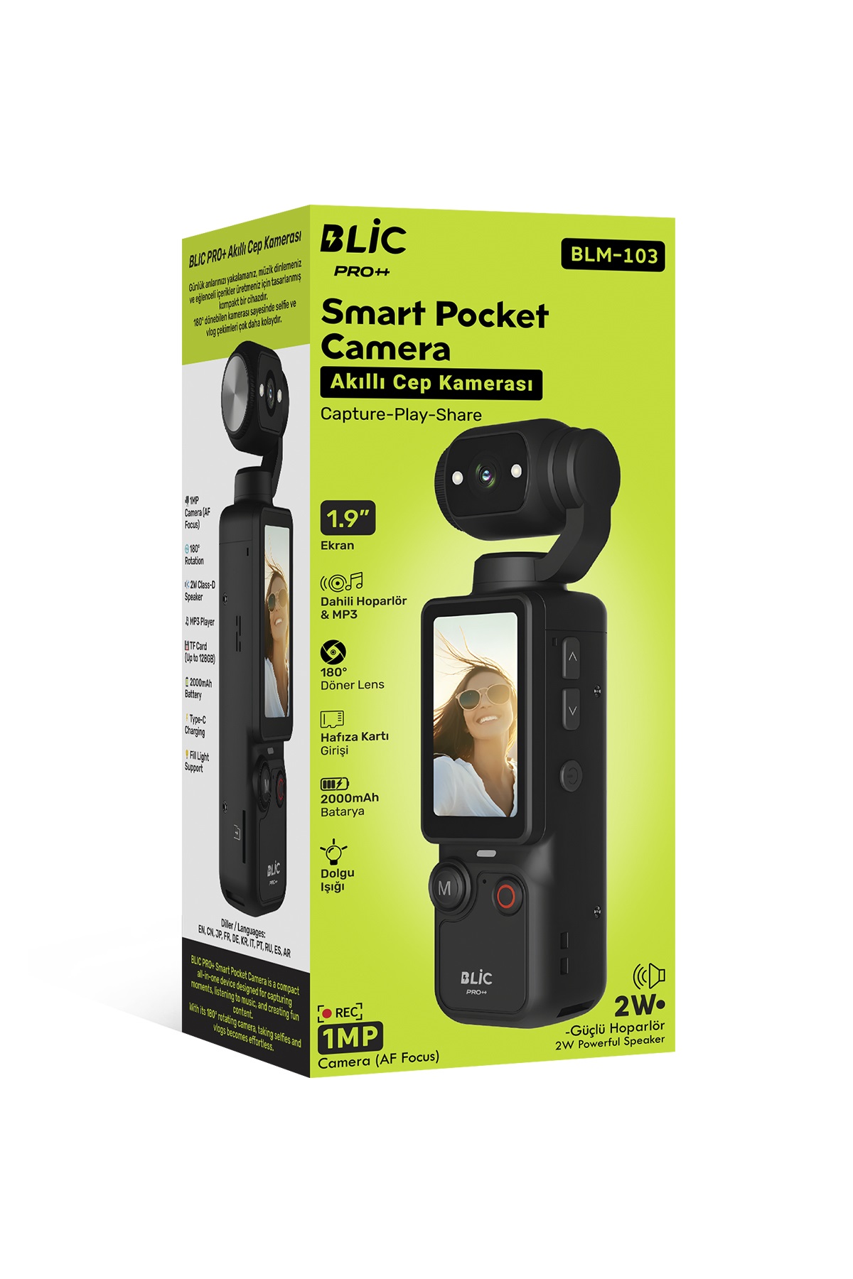 BLIC PRO++ BLM-103 Akıllı Cep Kamerası | 180° Döner Lens | 1.9