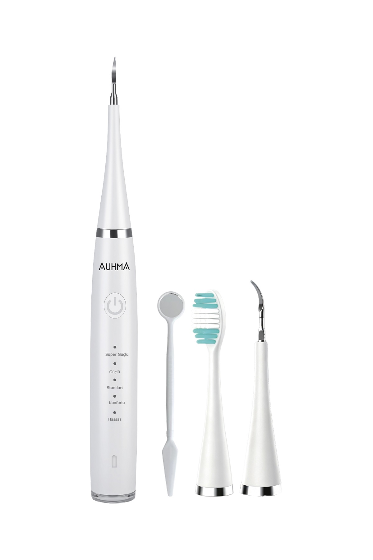 AUHMA AMF14 Ultrasonik Diş Temizleme Cihazı Beyaz | 42.000 Titreşim/Dk | 5 Mod | IPX8 Su Geçirmez | Type-C Şarj | Diş Taşı Temizleyici & Plak Temizleme Seti