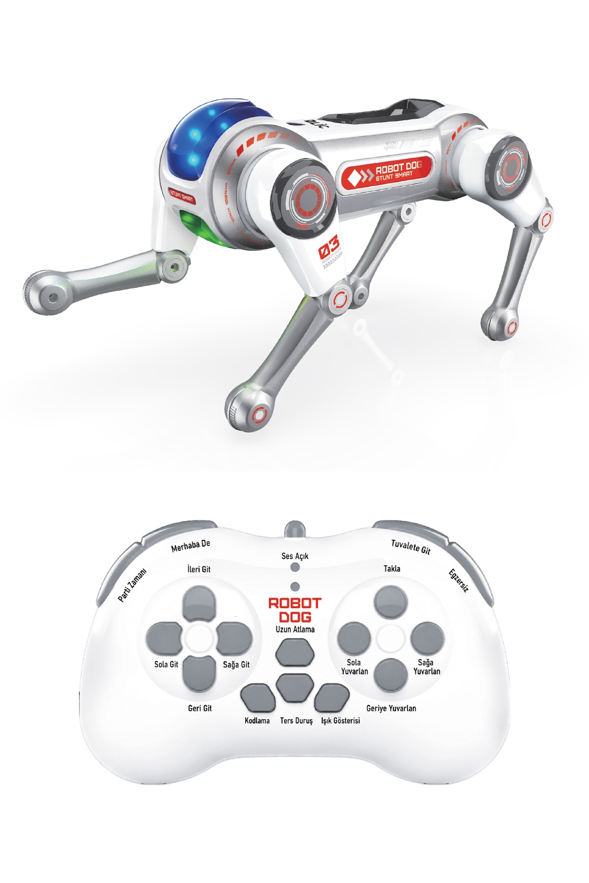 BLIC BRB1 AI Akıllı Robot Köpek 2.4GHz Uzaktan Kumandalı Sesli Komutlu RGB Işıklı Akrobatik Programlanabilir Eğitici Oyuncak