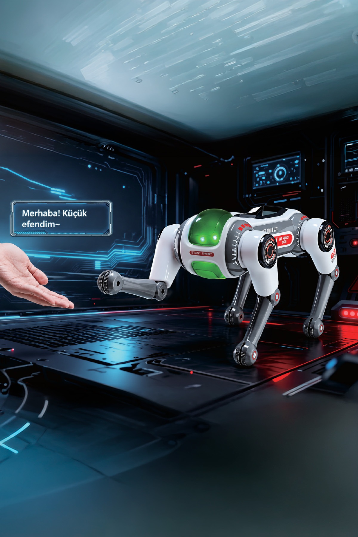 BLIC BRB1 AI Akıllı Robot Köpek 2.4GHz Uzaktan Kumandalı Sesli Komutlu RGB Işıklı Akrobatik Programlanabilir Eğitici Oyuncak