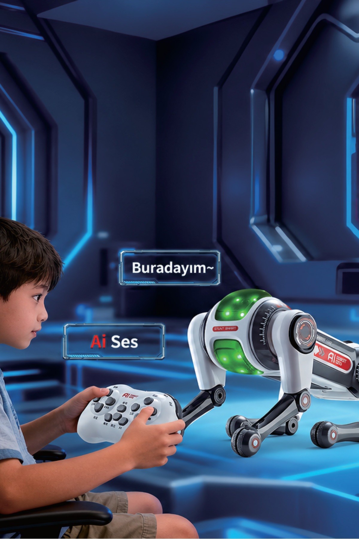 BLIC BRB1 AI Akıllı Robot Köpek 2.4GHz Uzaktan Kumandalı Sesli Komutlu RGB Işıklı Akrobatik Programlanabilir Eğitici Oyuncak