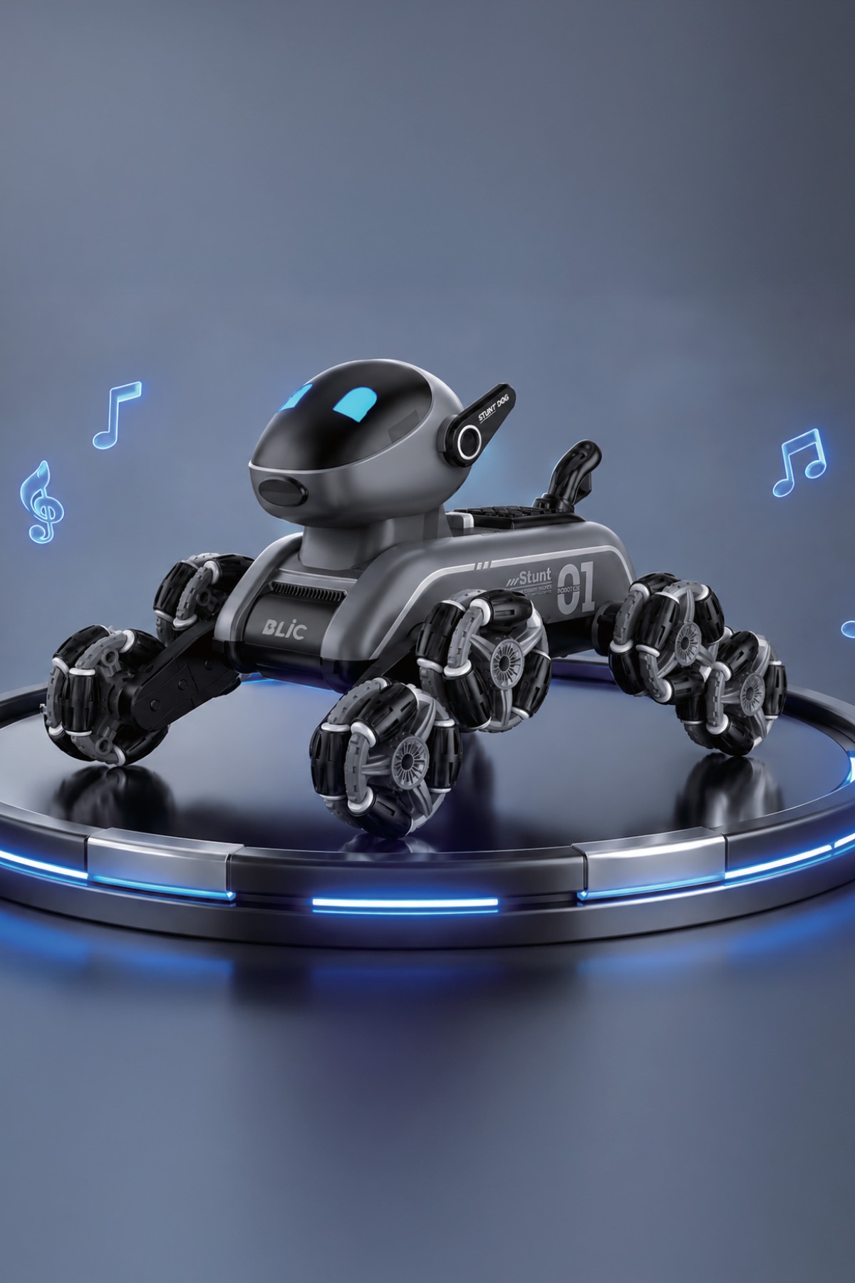 BLIC BRB3 AI Robot Dog Akıllı Robot Köpek – 2.4GHz Uzaktan Kumandalı, 360° Omni Tekerlekli, Drift ve Akrobatik Hareketli, Işık ve Ses Efektli Oyuncak