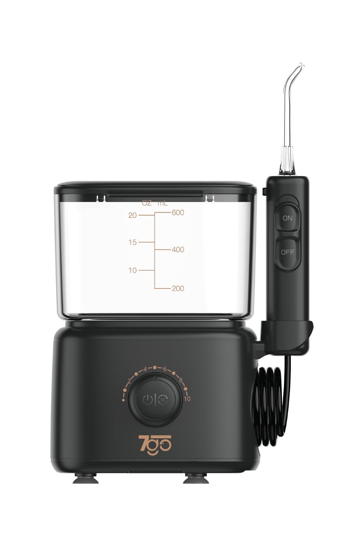 7GO 7GMF3 600 ML Ağız Duşu – 110 PSI Güçlü Su Basıncı, 5 Kademeli Ayar, 5 Başlık, 360° Döner Uç, IPX4, Diş Arası ve Diş Eti Temizleme