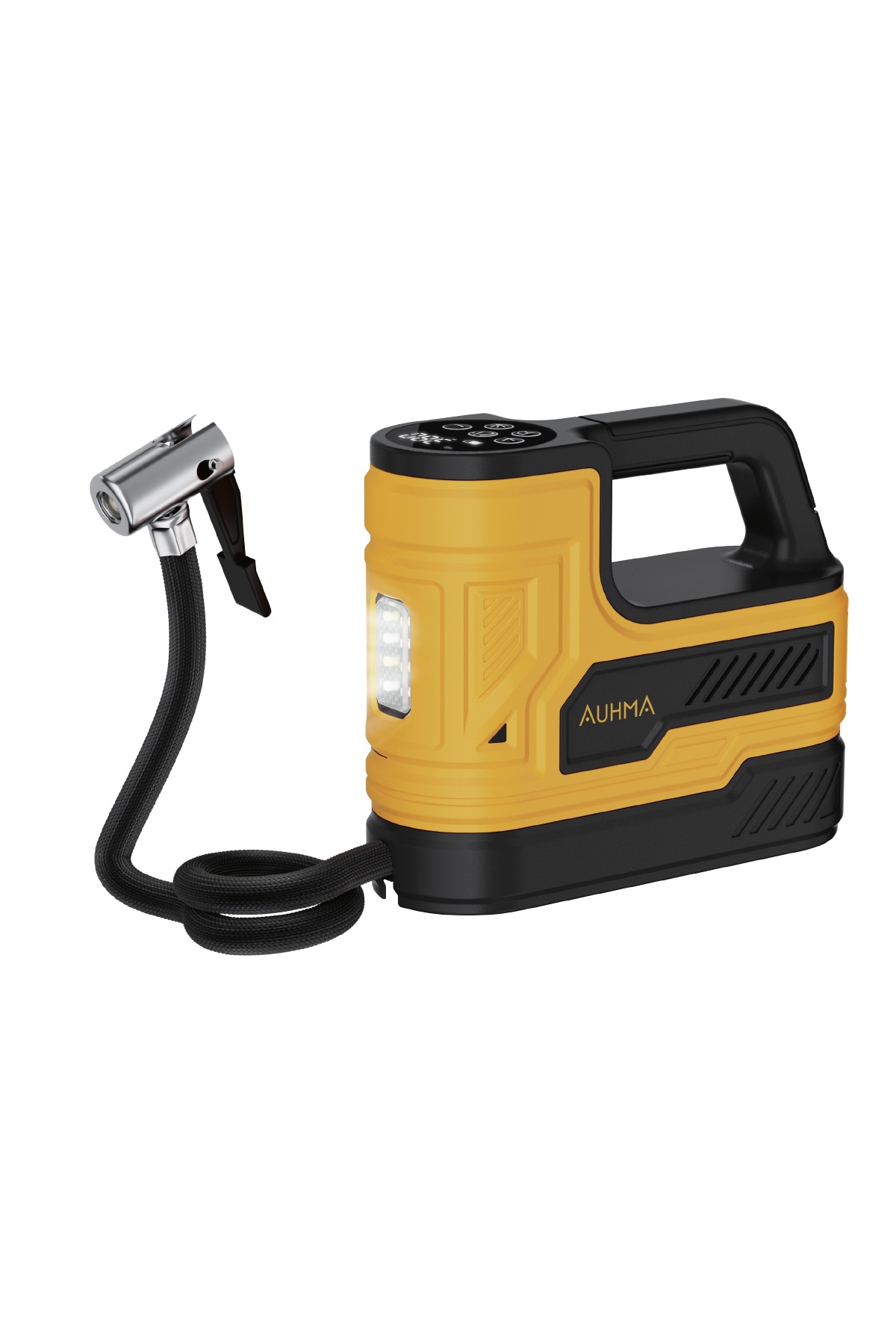 AUHMA A7788 150 PSI Dijital Araç Lastik Şişirme Hava Kompresörü Sarı – 12V Çakmaklık Girişli, Otomatik Durdurma, LED Aydınlatmalı, 3 Metre Kablolu