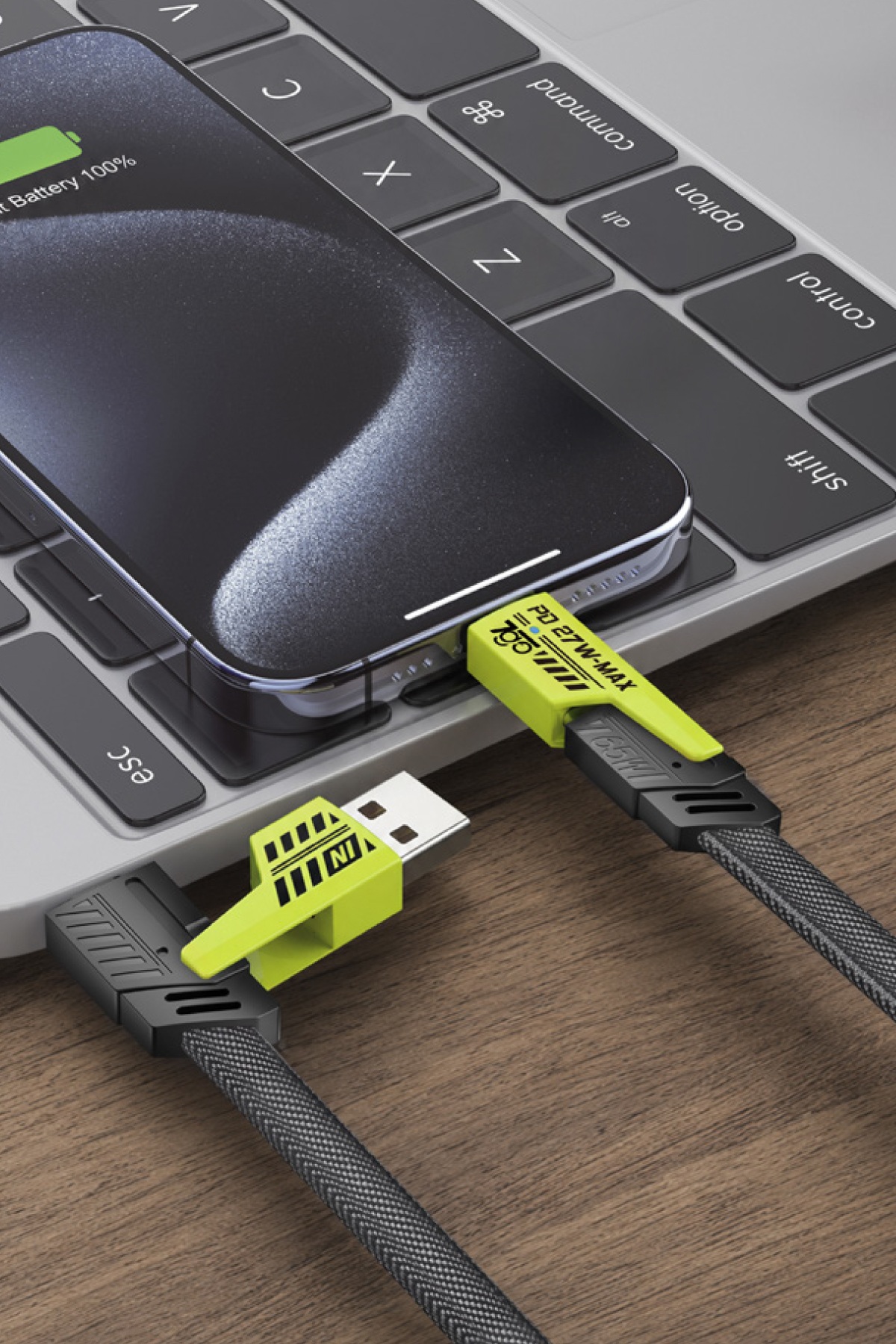 7GO 7GCB1 65W PD 4'ü 1 Arada Hızlı Şarj Kablosu 1.2M – USB-A / Type-C / Lightning Çoklu Örgülü Şarj Kablosu