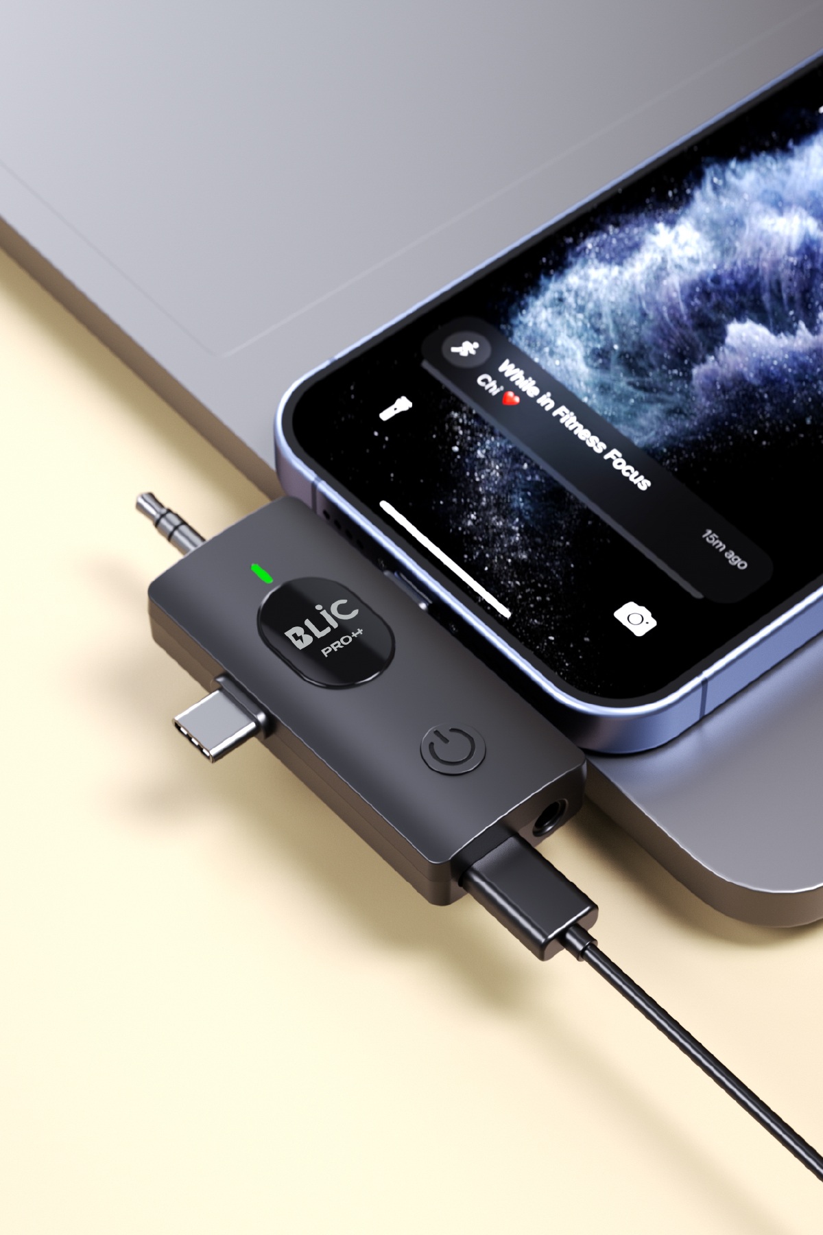 Blic Pro++ BWC-06 3'ü 1 Arada 2.4G Kablosuz Çift Yaka Mikrofonu – Dijital Ekranlı, Type-C / Lightning / 3.5 mm