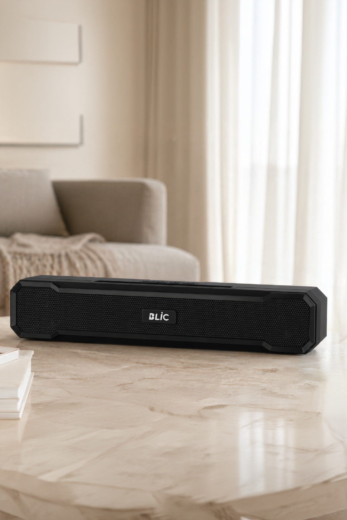Blic BLS-85 Bluetooth 5.4 Masaüstü Soundbar Hoparlör Siyah, Telefon Standlı, 1500 mAh Şarjlı, USB ve TF Kart Destekli
