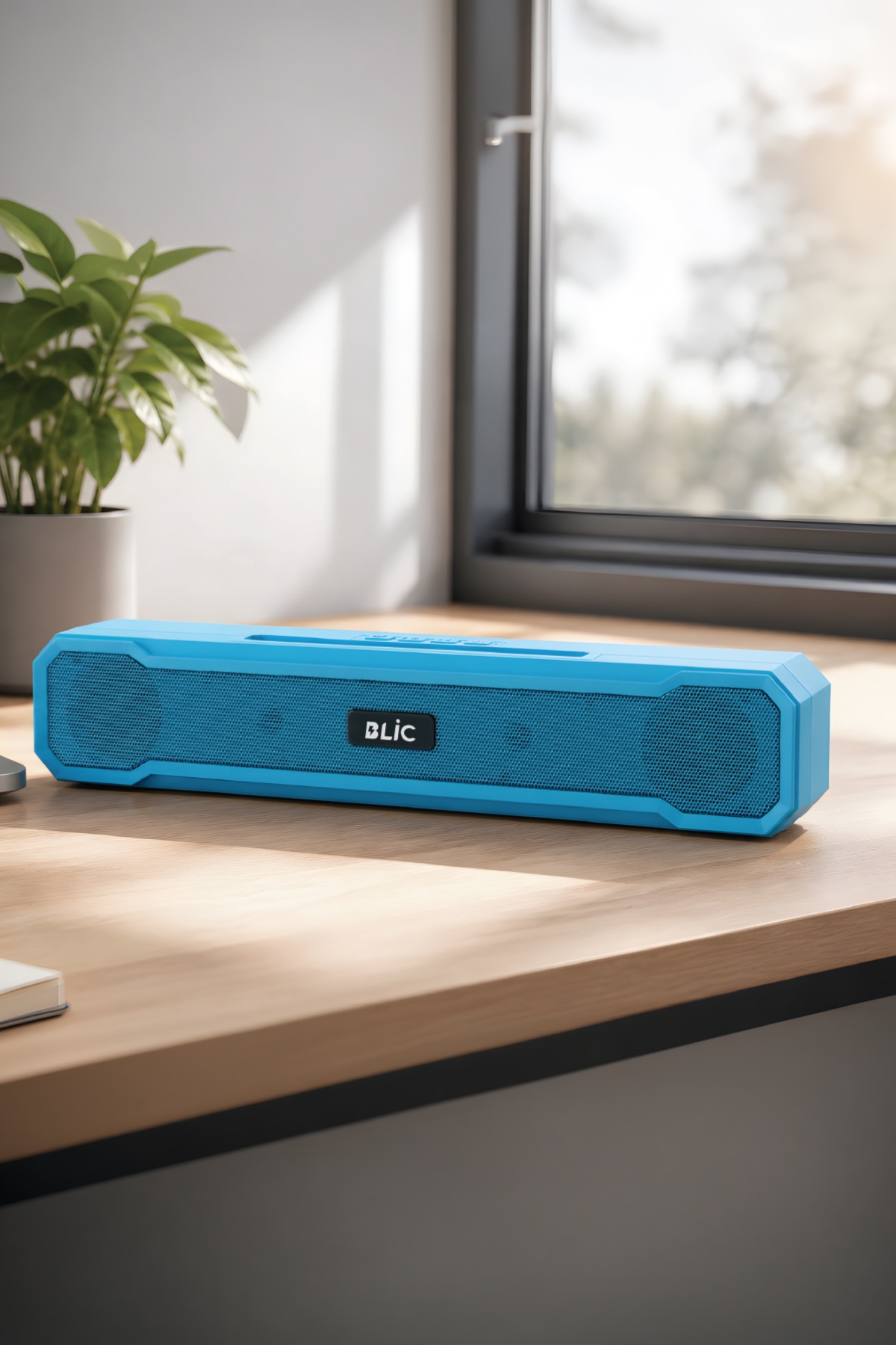 Blic BLS-85 Bluetooth 5.4 Masaüstü Soundbar Hoparlör Mavi, Telefon Standlı, 1500 mAh Şarjlı, USB ve TF Kart Destekli