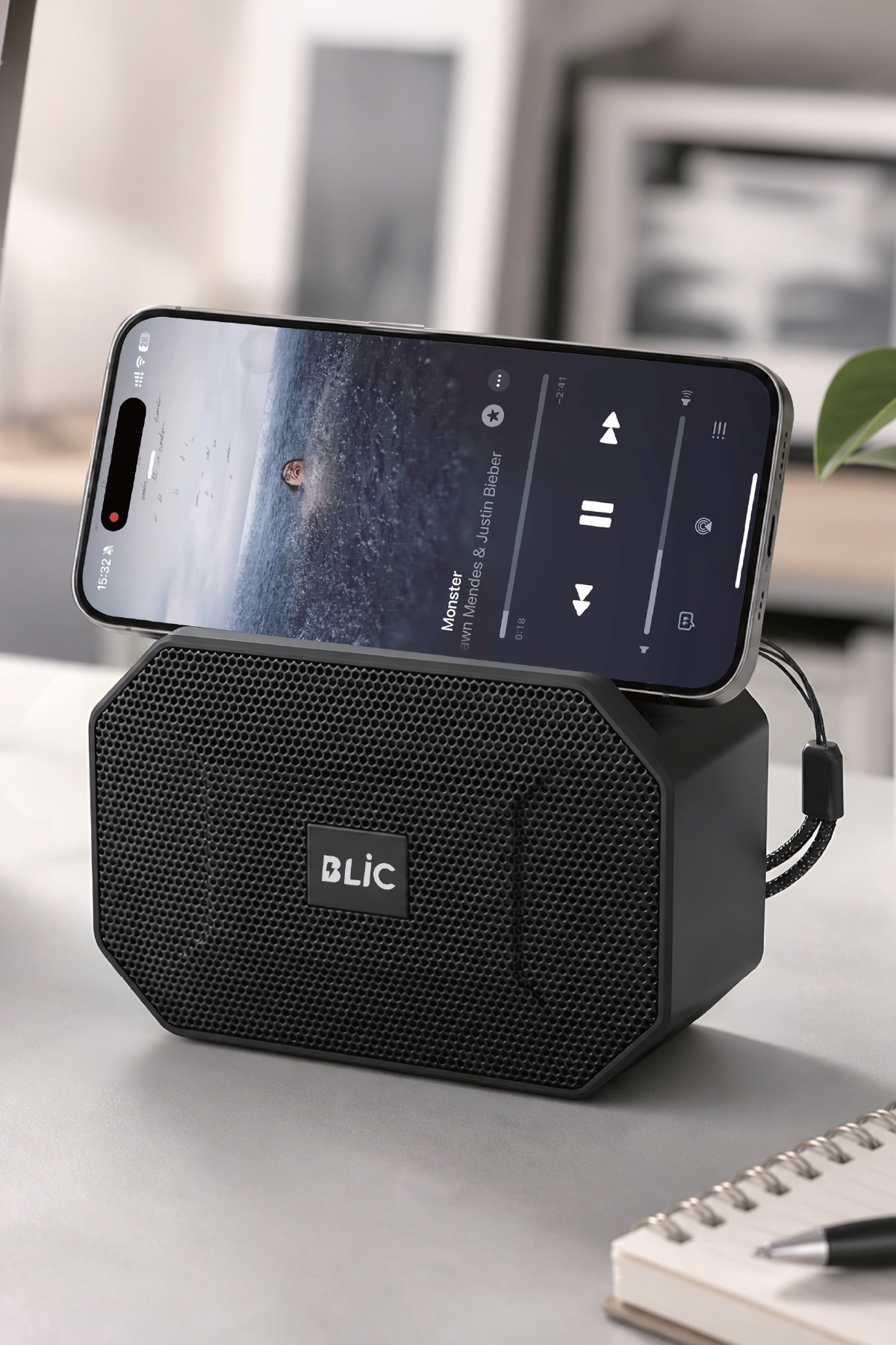 Blic BLS-89 Bluetooth 5.4 Taşınabilir Hoparlör Sarı 6W RMS, Telefon Standlı, USB ve TF Kart Destekli