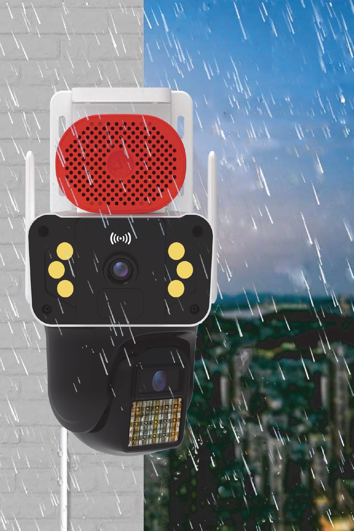 Blic PRO++ BLM-94 6 MP Çift Lensli Wi-Fi PTZ Dış Mekân IP Güvenlik Kamerası Beyaz, IP66, Sirenli ve Gece Görüşlü