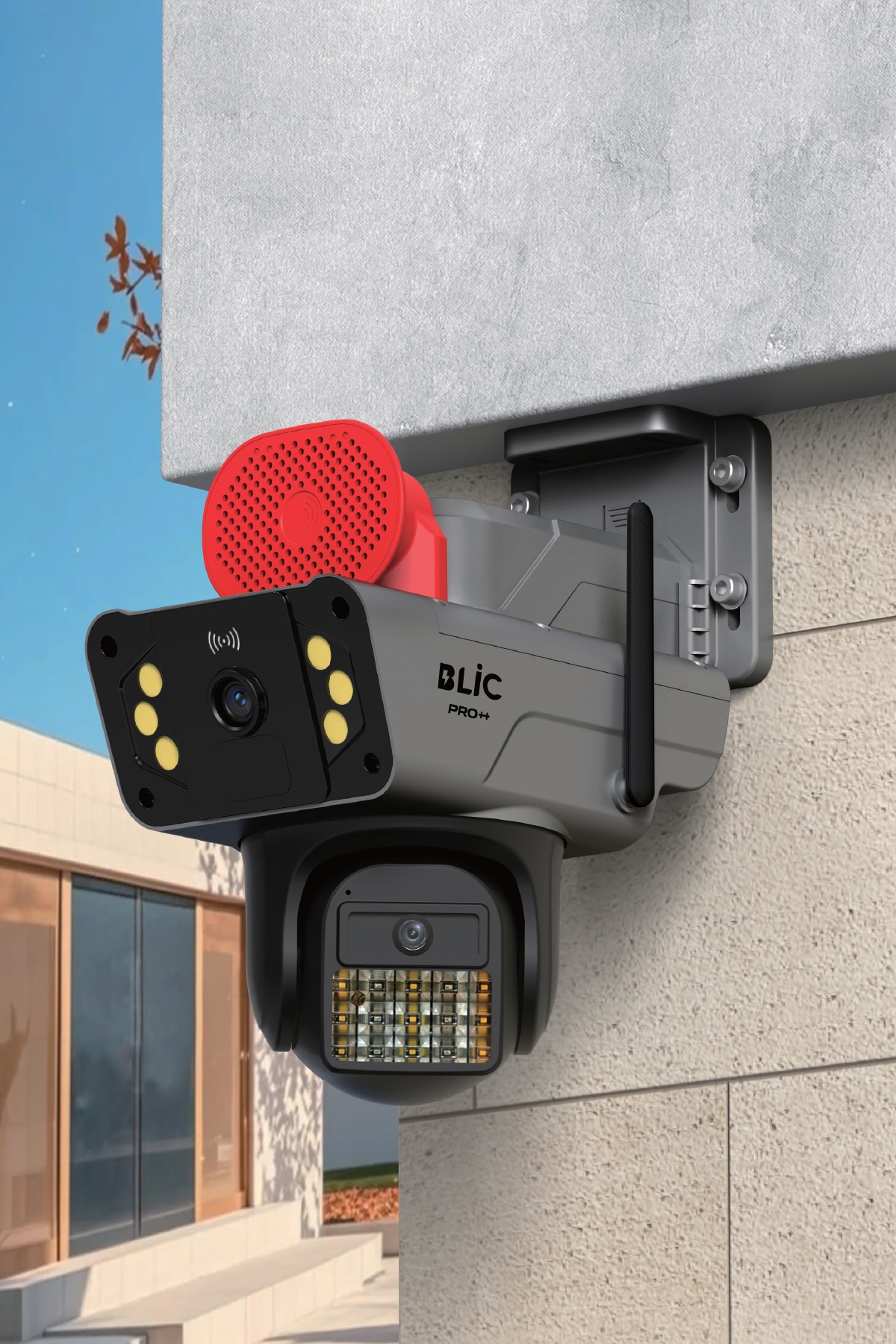 Blic PRO++ BLM-94 6 MP Çift Lensli Wi-Fi PTZ Dış Mekân IP Güvenlik Kamerası Siyah, IP66, Sirenli ve Gece Görüşlü