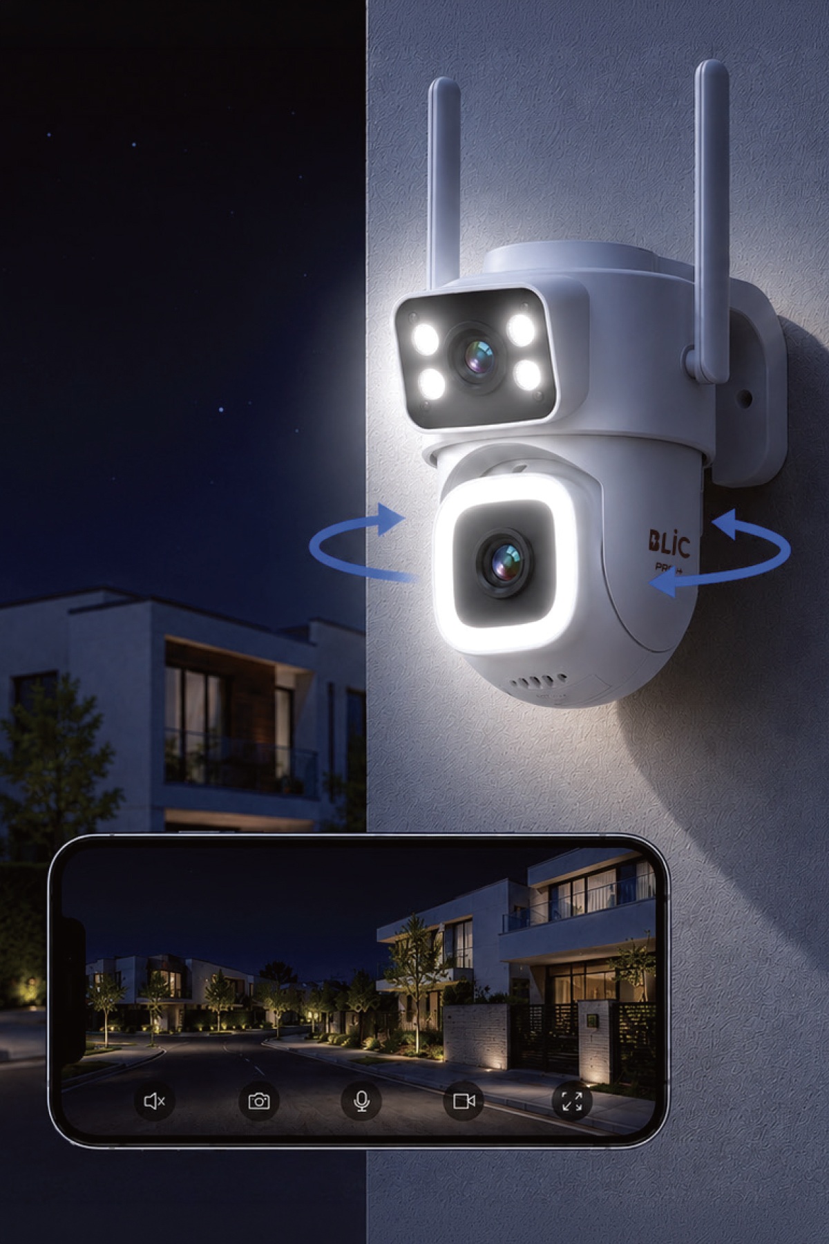 Blic BLM-112 Çift Lensli 6 MP (3+3 MP) Wi-Fi PTZ IP Güvenlik Kamerası, IP66 Dış Mekan, Gece Görüşü ve Çift Yönlü Ses