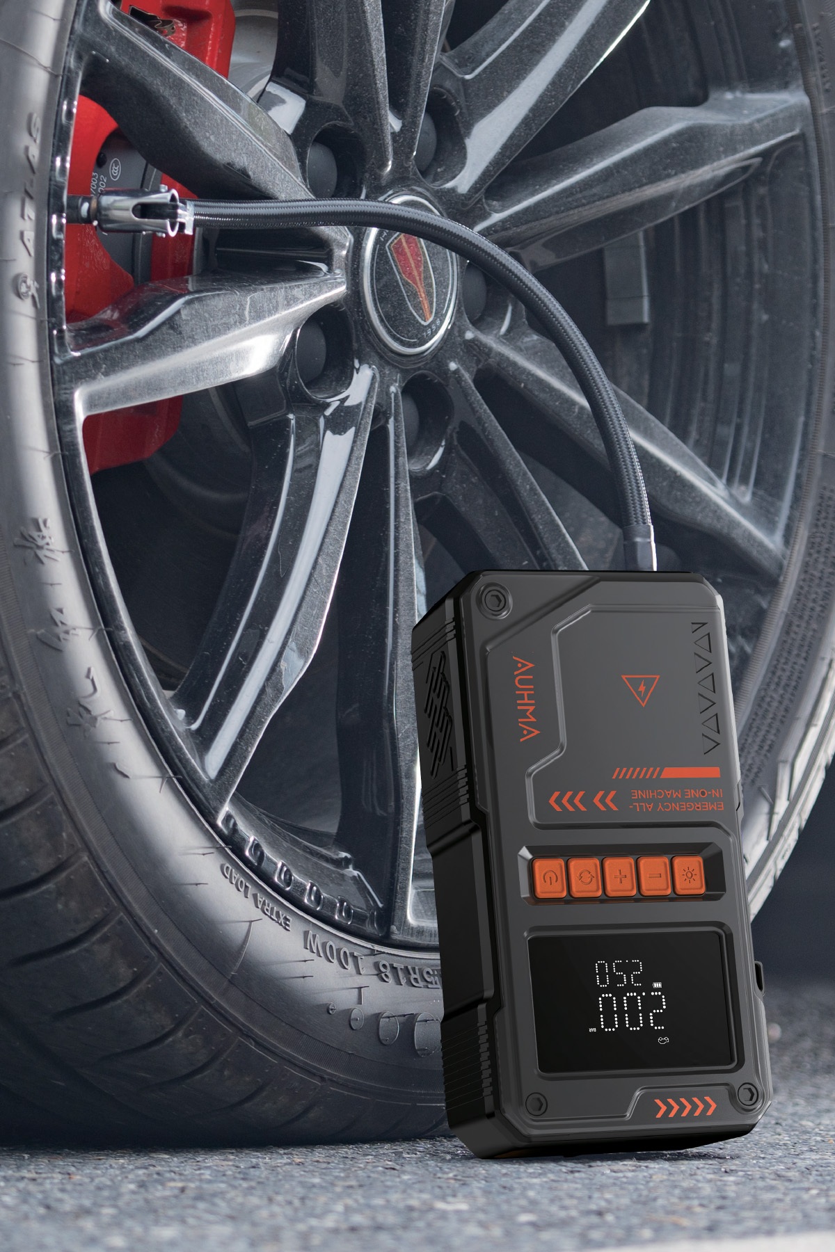 Auhma A9966 12000 mAh Akü Takviye Cihazı ve 150 PSI Dijital Hava Kompresörü, 1000A Jump Starter, Lastik Şişirme Pompası